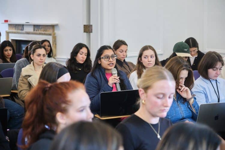 Students asking questions at the Careers Panel at Vogue College of Fashion London